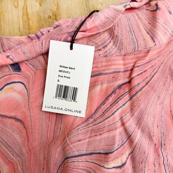 NWT Lusana Willow rap Skirt Pink Marble Eve Pattern Size S - Picture 3 of 7